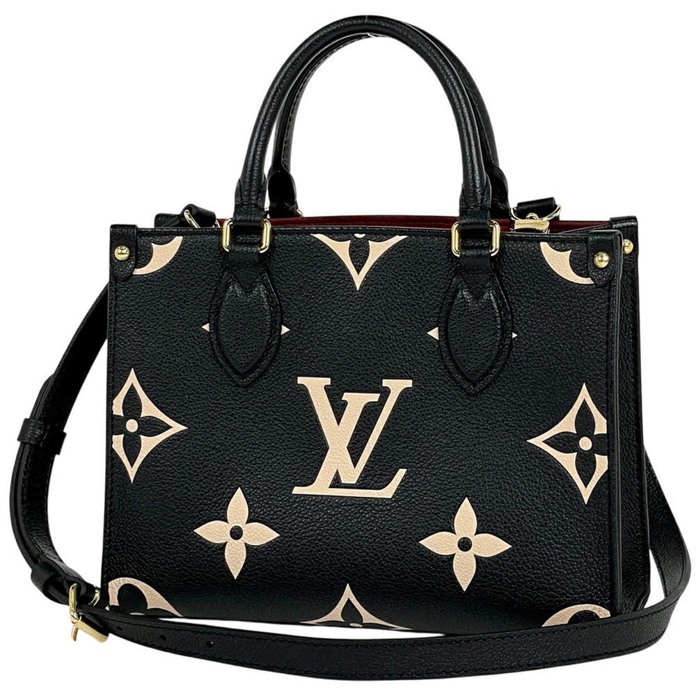 Louis Vuitton OnTheGo Bicolor Shoulder Bag Handbag Empreinte Black Beige